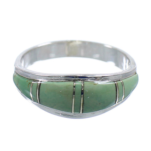 Sterling Silver And Turquoise Inlay Southwest Jewelry Ring Size 6-3/4 WX58913